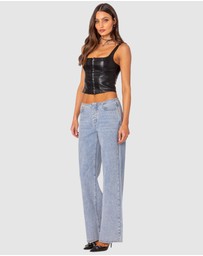 EDIKTED - PU Corset With Front Hook and Eye Closure