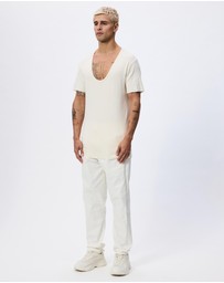 Surrounded By Ghosts - The Grossite Slim Low Neck Rib Cotton T-Shirt