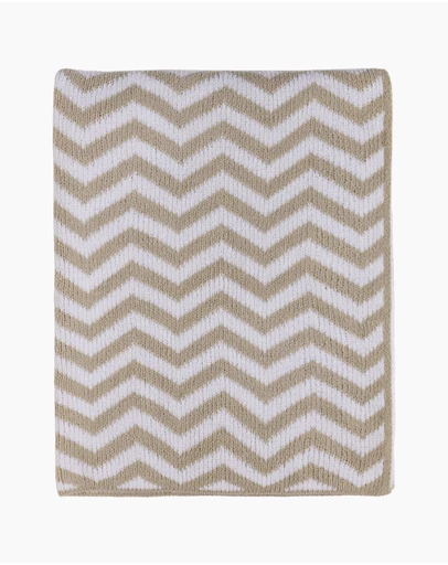 Living Textiles - Chenille Blanket - Chevron Taupe