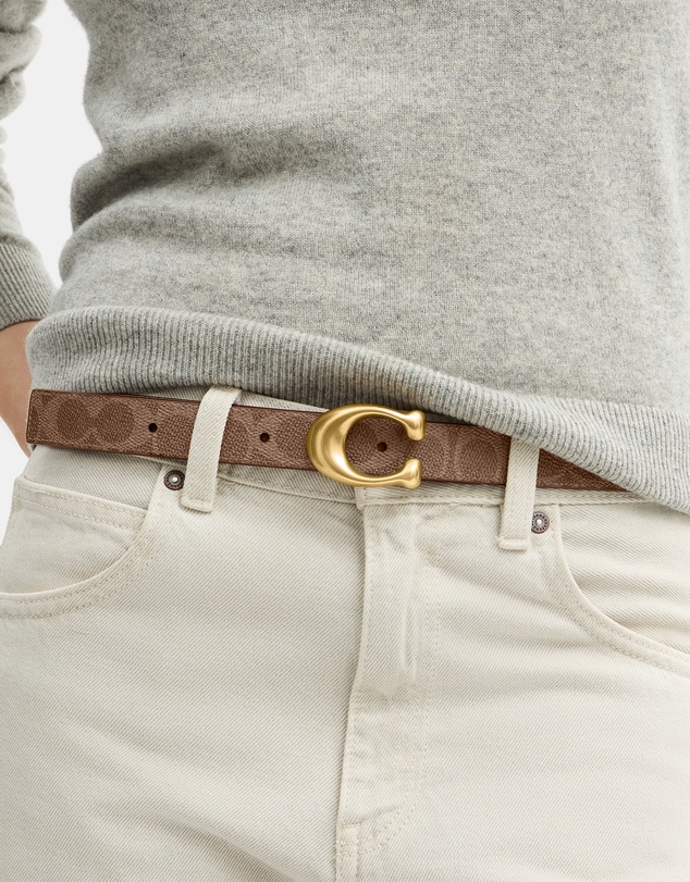 Coach - Coated Canvas Signature Sculpted C Reversible Belt