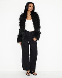 Dazie - Zephyr Removable Faux Fur Penny Lane Coat