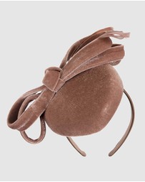 Max Alexander - Velvet Taupe Winter Pillbox Fascinator