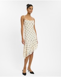With Harper Lu - Asymmetrical Frill Midi Dress