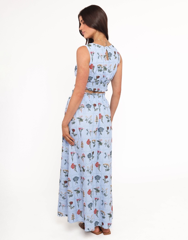 Petal & Pup - Kimora Embroidered Maxi Skirt - Blue Floral