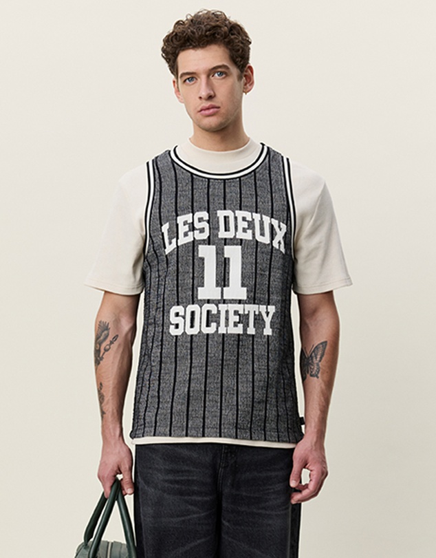 Les Deux - Pinstriped Jacquard Tank Top