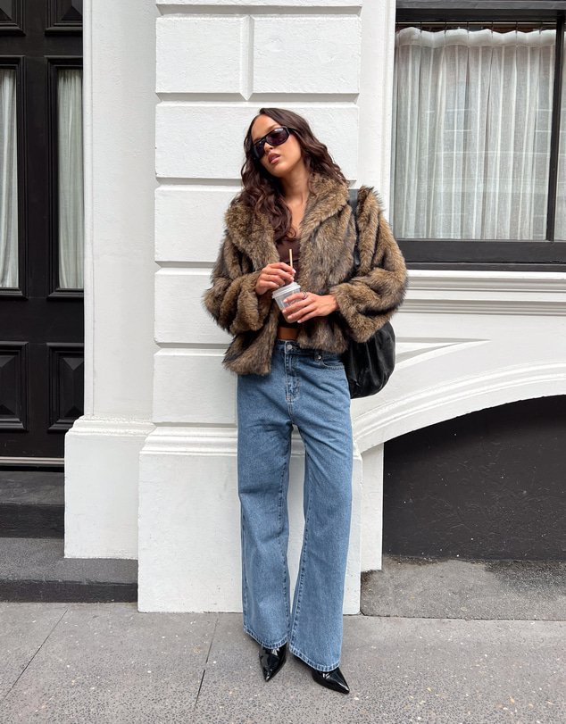 Beginning Boutique - It Girl Chocolate Faux Fur Jacket