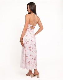 Petal & Pup - Lelia Halterneck Midi Dress - Pink Floral