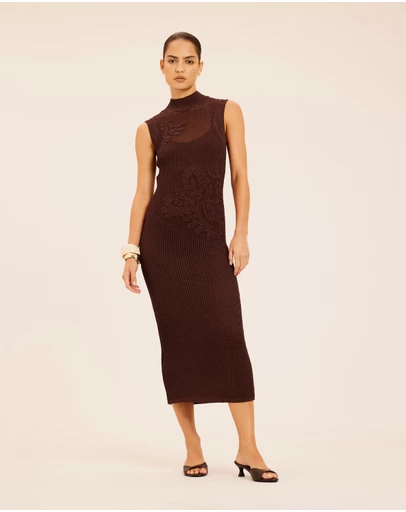 AERE - Floral Applique Knit Dress