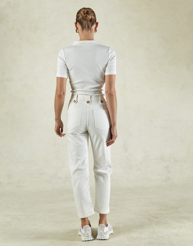 DRICOPER DENIM - Stella Stretch High Waisted Ivory Trousers