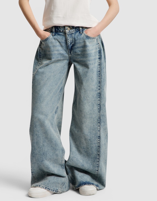 GUESS Originals - GUESS Originals Mid Rise Side Pleat Wide Leg Jeans