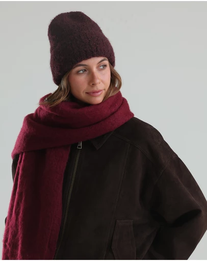 Morgan & Taylor - Freya Boucle Beanie in Burgundy Red