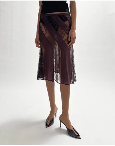 Minima Esenciales - Valadon Lace Panelled Midi Skirt