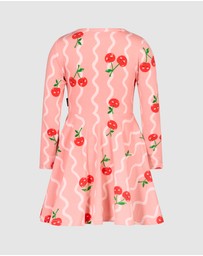 Rock Your Kid - Cherry Squiggle Long Sleeve Waisted Dress
