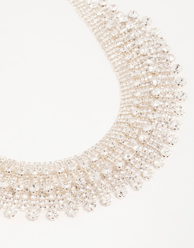 Lovisa - Silver Diamante Fan Cupchain Bib Necklace
