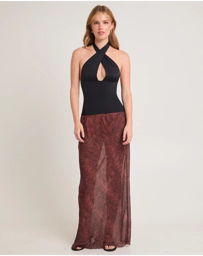 Alice In The Eve - Umah Snake Sheer Maxi Skirt