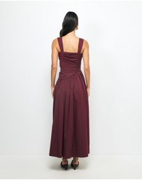 Revibe - Repaired AERE Kylara Ruched Midi Dress - AU 10