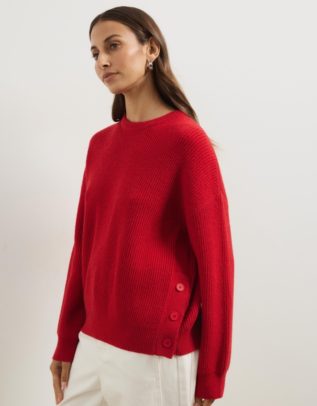 Atmos&Here - Rory Button Detail Crew Neck Jumper