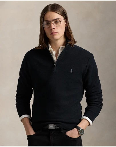 Polo Ralph Lauren - Mesh-Knit Cotton Quarter-Zip Sweater