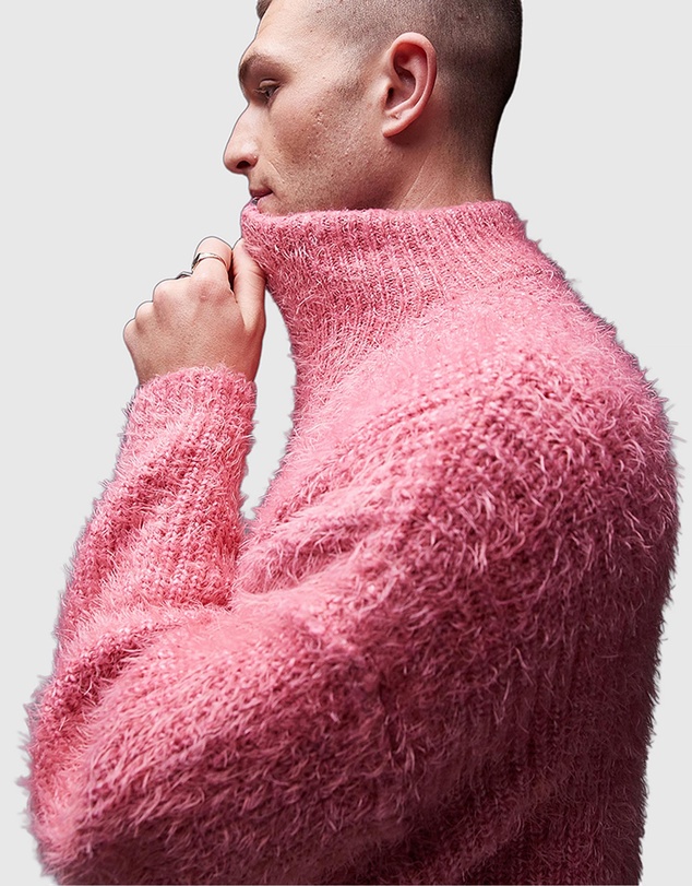 Topman - Fluffy Knitted Quarter Zip Jumper