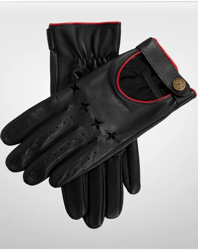 DENTS - Suited Racer Touchscreen Leather Driving Gloves w/ Wristwatch Cut-Out