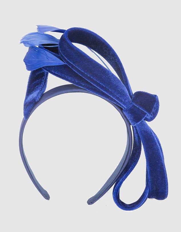 Max Alexander - Large Royal Blue Velvet Bow Racing Fascinator