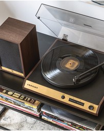 Crosley - Crosley C72 Record Player Shelf System - Walnut