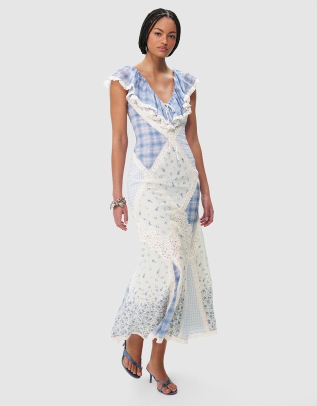 For Love & Lemons - Bluebird Plaid Maxi Dress