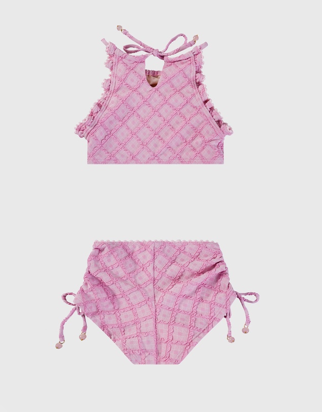 Aqua Blu Kids - Stepping Stones Pink Halter Neck Bikini Set - Kids