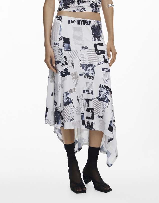 Desigual - Newspaper asymmetrical skirt