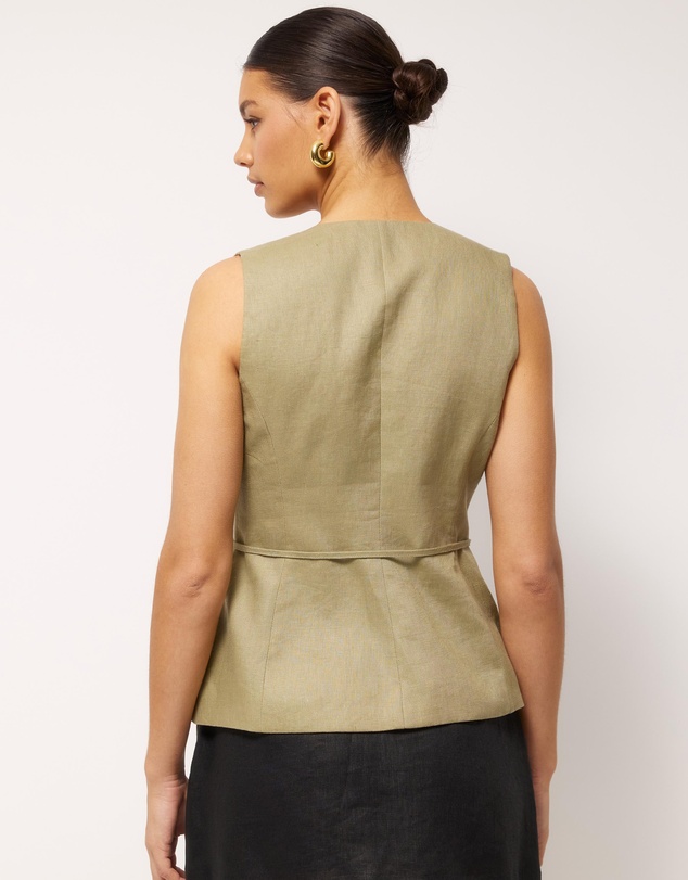AERE - Ava Tie Front Linen Wrap Top