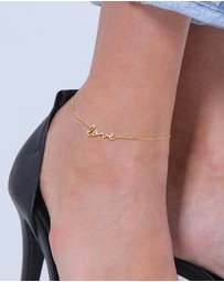 Elli Jewelry - Love Anklet in Gold-Plated 925 Sterling Silver