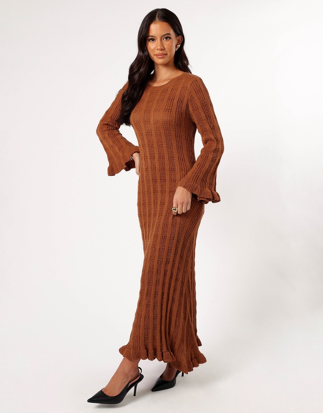 Petal & Pup - Colter Long Sleeve Maxi Dress - Bronze