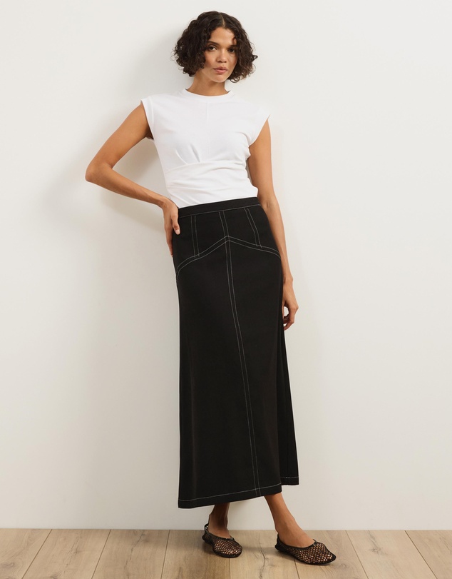 Atmos&Here - Mia Contrast Stitch Maxi Skirt