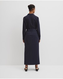Country Road - Wool Blend Tailored Pinstripe Column Skirt