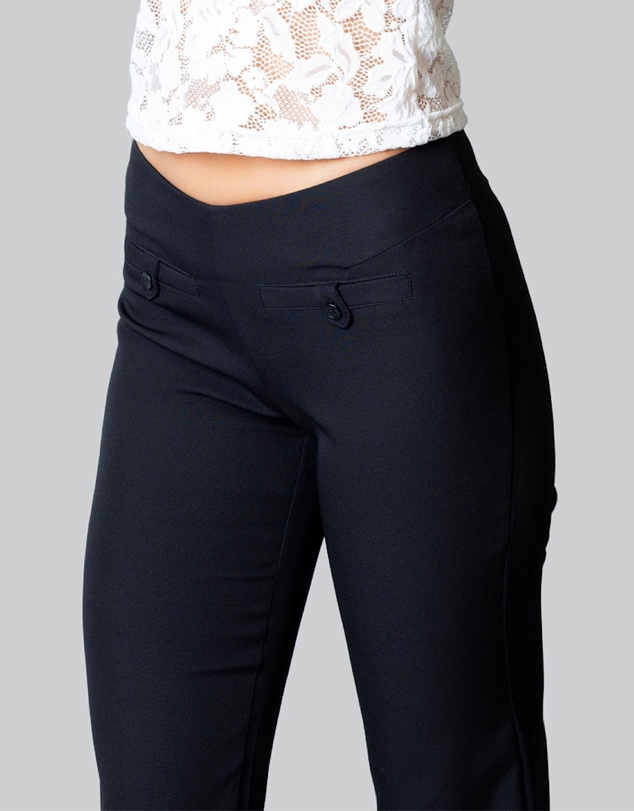 Love and Nostalgia - The Motor Running Loop and Button Front Pant - Black