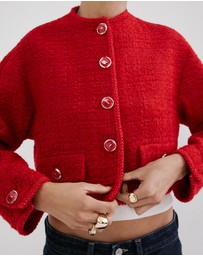 M.N.G - Tweed Jacket With Jewel Buttons
