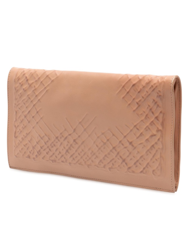 Pre-Loved by Azura Reborn - Pre-Loved Nappa Embossed Intrecciato Turnlock Clutch