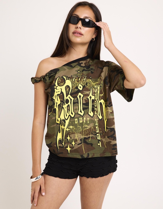 Neon Hart - Camo One Shoulder Tee