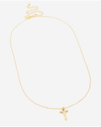 Lovisa - Waterproof Gold Plated Stainless Steel Bamboo Letter T Necklace