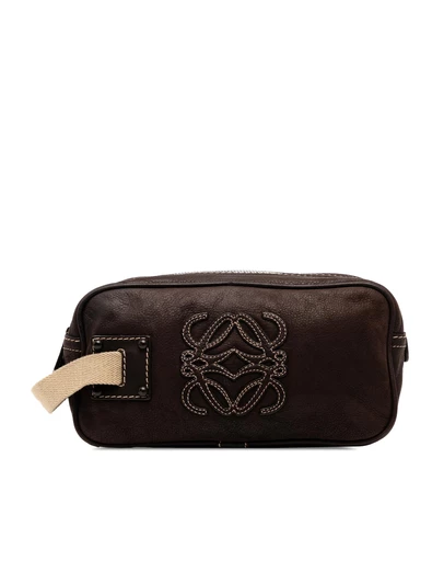Loewe - Pre-Loved Nubuck Anagram Clutch