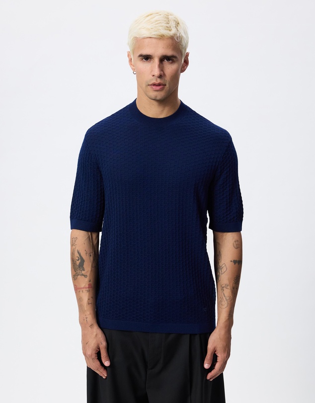 Emporio Armani - Textured Knit Tonal Logo Pullover