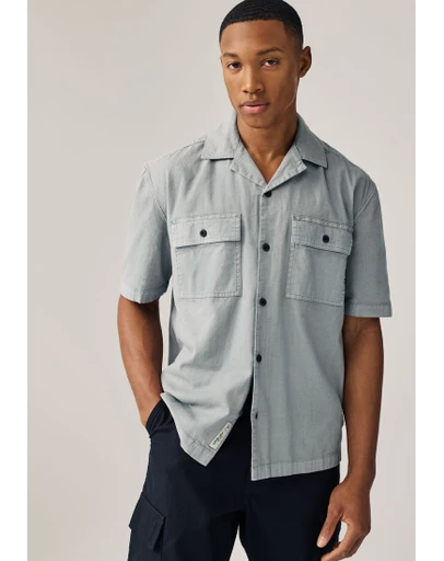 NEXT - Linen Blend Short Sleeve Shirt with Cuban Collar