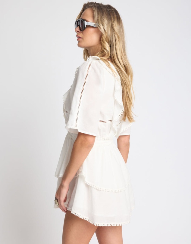 ONE TEASPOON - Woodstock Ruffle Mini Dress - Ivory