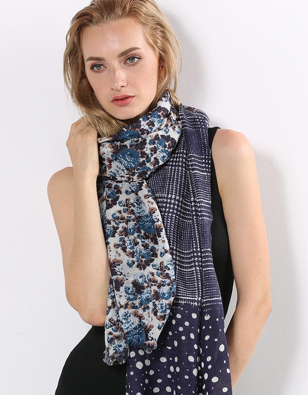 Ozwear Connection Uggs - Ugg 100% Australian Merino Wool Scarf Purplish Blue and Check