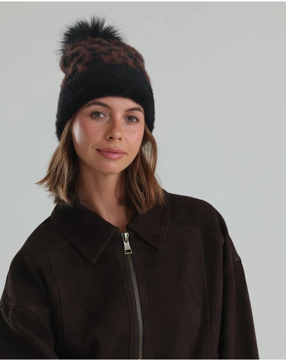 Morgan & Taylor - Hazel Leopard Beanie in Brown
