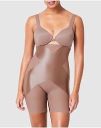 Spanx - Shaping Satin High-Waisted Booty-Lifting X Midthigh Shorts