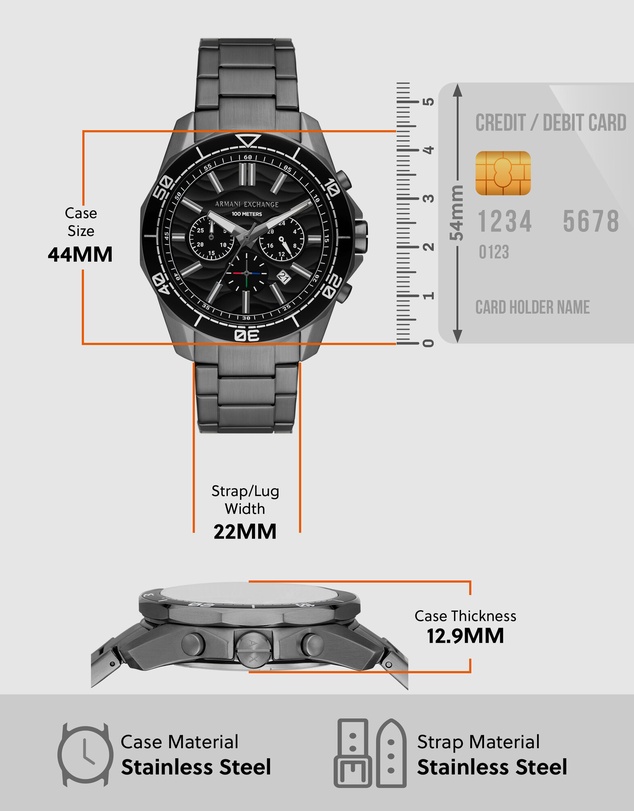 Armani Exchange - Gun-Metal Chronograph Watch