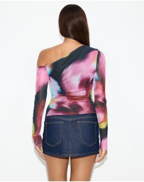 Dazie - Alina Asymmetrical Mesh Top