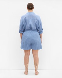 City Chic - Plus size Maia Stripe Cotton Short - indigo