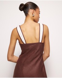 AERE - Eila Contrast Linen Slip Midi Dress